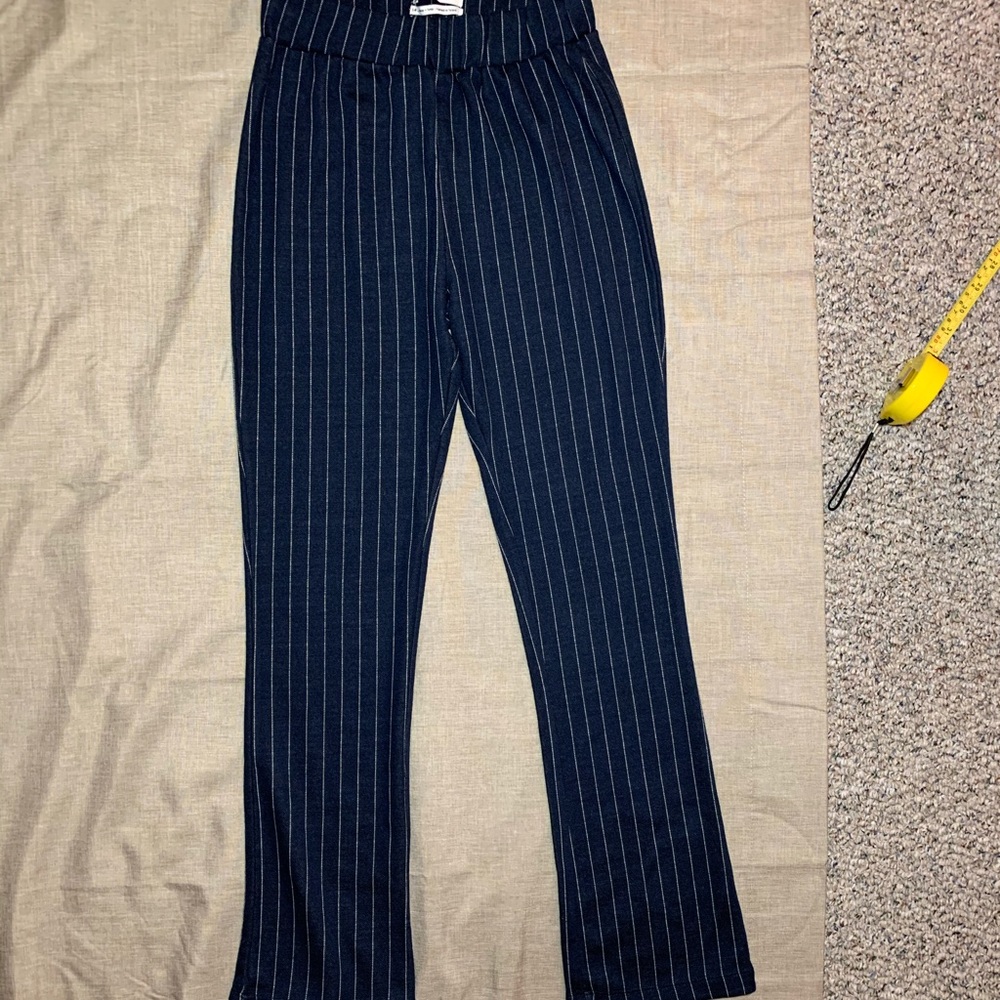 Urban Outfitters Kick Flare Pant•Navy•Pinstripes
